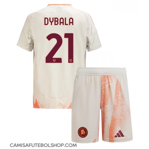 Camisa de time de futebol AS Roma Paulo Dybala #21 Replicas 2º Equipamento Infantil 2024-25 Manga Curta (+ Calças curtas)